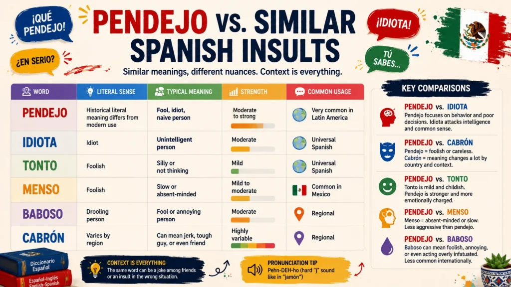 Pendejo vs. Similar Spanish Insults