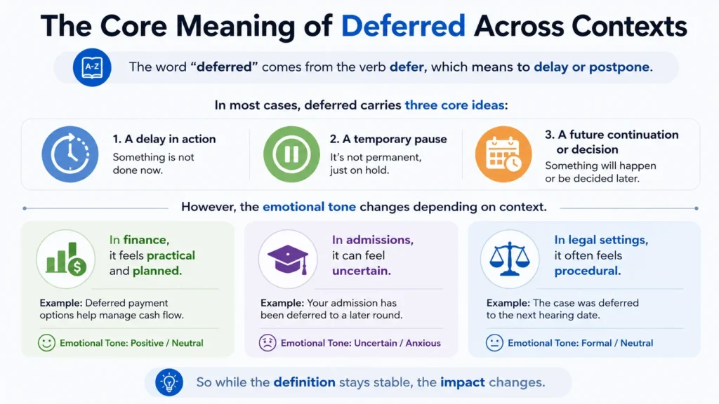 The Core Meaning of Deferred Across Contexts