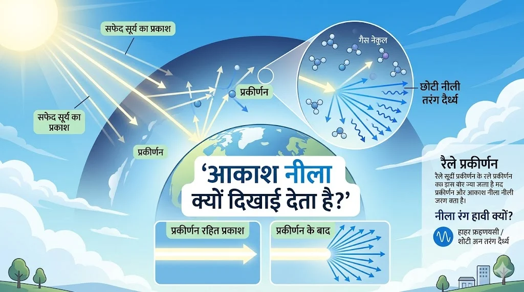 aakash ka rang neela kyon dikhai deta hai