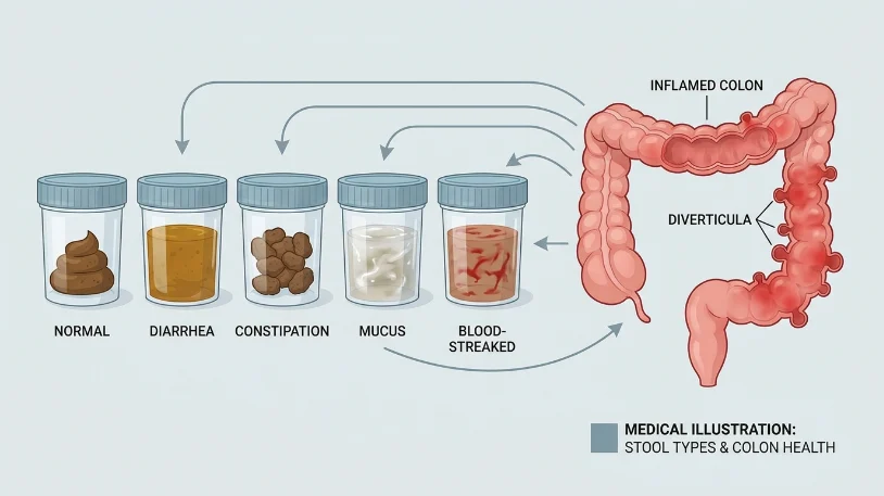 what does poop look like with diverticulitis